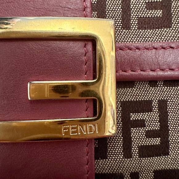 FENDI Zucchino Canvas Pink Leather Bifold Long Wallet great for Spring! - Picture 8 of 16